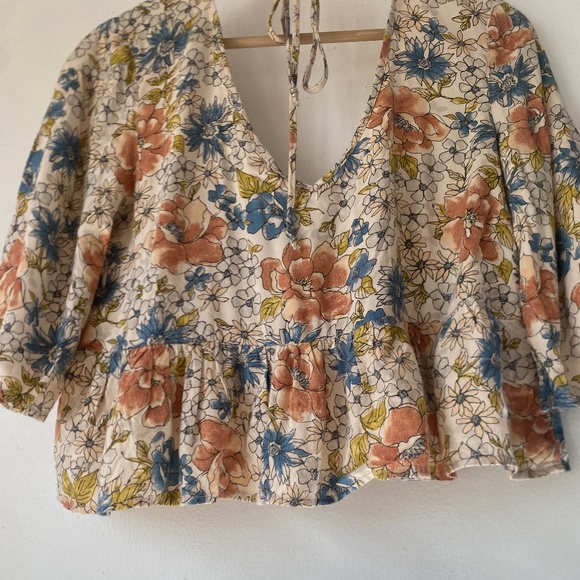 Saltwater LUXE S Floral Peplum Blouse Top - Picture 9 of 10